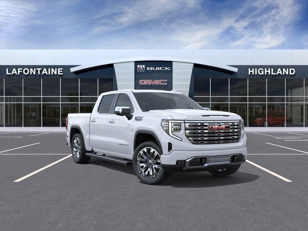 2026 GMC Sierra 1500 Denali in Glacier White Tricoat — front three-quarter view